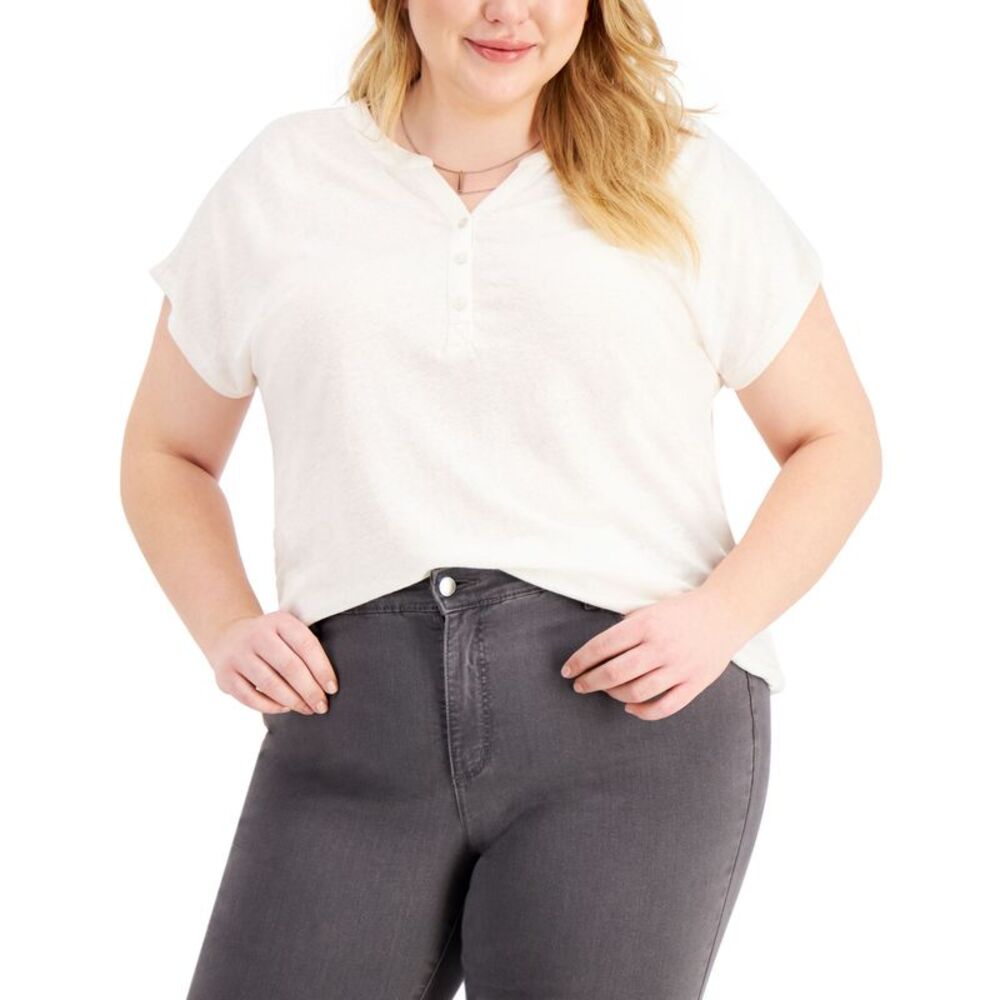 Style & Co Plus Size Split Neck Top